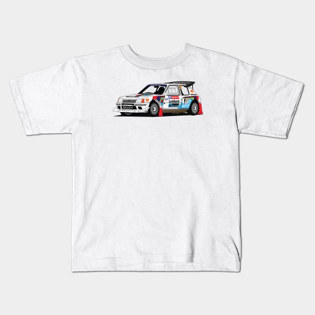 Peugeot 205 Group B Kids T-Shirt by kindacoolbutnotreally